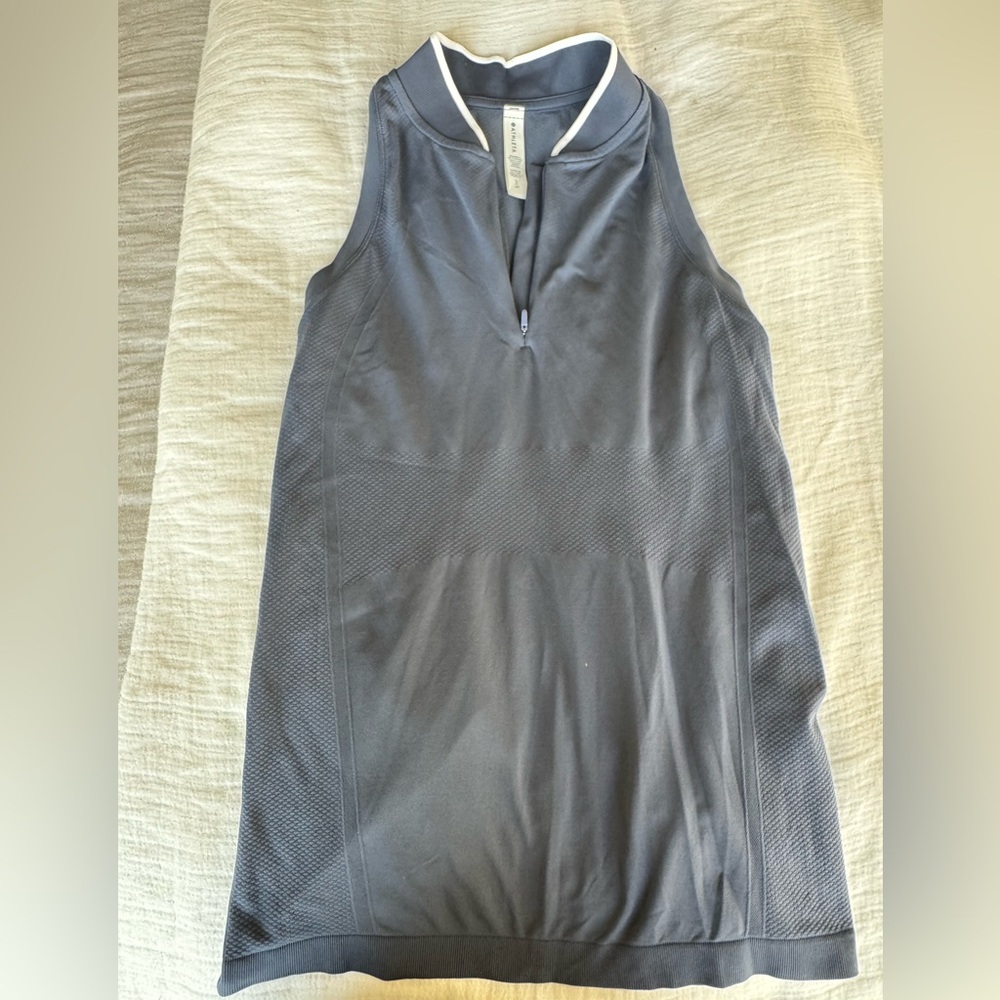 Athleta Blue 3/4 Zip Tank Tennis Golf